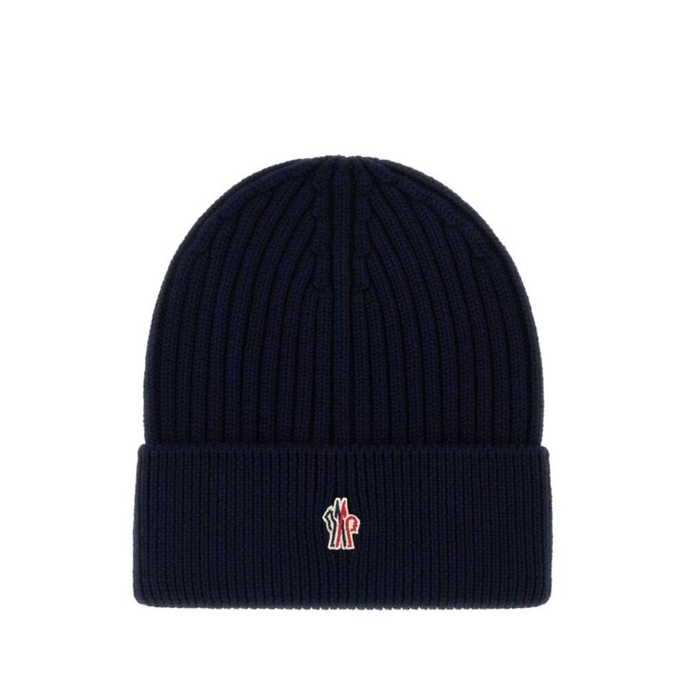 Moncler Grenoble Men Navy Blue Wool Beanie Hat